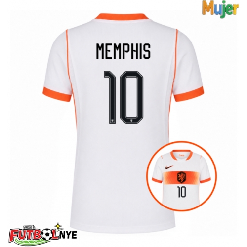 Camiseta Países Bajos Memphis Depay #10 Visitante Equipación para mujer Mundial 2026 manga corta
